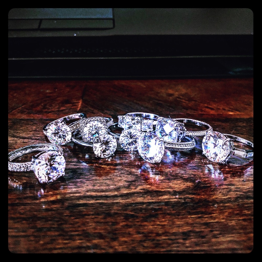 Gorgeous CZ large carat rings in Sterling Silver